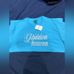Forever 21 Blue Colorblock "Hidden Heaven" Graphic Shirt
